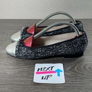 Women’s size 6-Sam Edelman Sara Black Silver Tweed Bow Cap Toe Ballet Flats